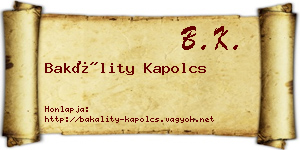 Bakálity Kapolcs névjegykártya